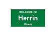 Herrin, Illinois, USA. City limit sign on transparent background. 