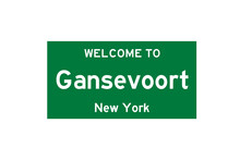 Gansevoort, New York, USA. City Limit Sign On Transparent Background. 