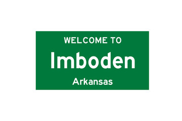 Imboden, Arkansas, USA. City limit sign on transparent background. 