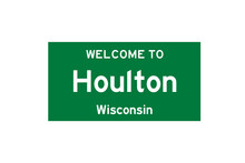 Houlton, Wisconsin, USA. City Limit Sign On Transparent Background. 