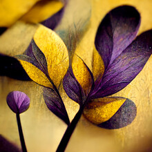 Purple And Yellow Abstract Flower Illustration.