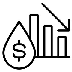 Sticker - business oil, chart, gas, oil price, power, profit, down, icon, graph, business, growth, finance, bar, success, money, diagram, dollar, illustration, progress, sign, arrow, financial, market, data