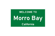 Morro Bay, California, USA. City Limit Sign On Transparent Background. 