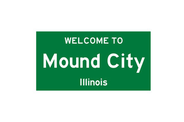 Mound City, Illinois, USA. City limit sign on transparent background. 
