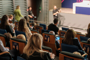 Canvas Print - Crowd during business seminar in auditorium