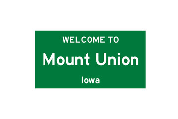 Mount Union, Iowa, USA. City limit sign on transparent background. 