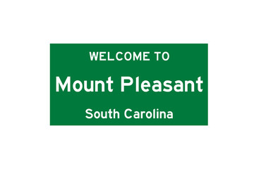 Canvas Print - Mount Pleasant, South Carolina, USA. City limit sign on transparent background. 