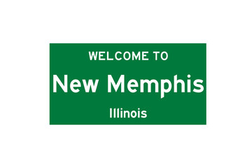 New Memphis, Illinois, USA. City limit sign on transparent background. 