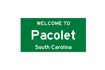 Wall Mural - Pacolet, South Carolina, USA. City limit sign on transparent background. 