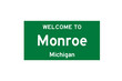 © Rezona - Monroe, Michigan, USA. City limit sign on transparent background.