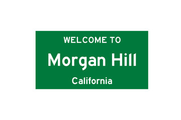 Morgan Hill, California, USA. City limit sign on transparent background. 