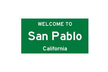 San Pablo, California, USA. City limit sign on transparent background. 