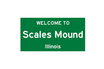 Scales Mound, Illinois, USA. City limit sign on transparent background. 