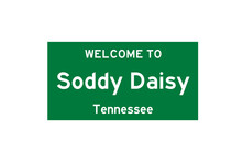 Soddy Daisy, Tennessee, USA. City Limit Sign On Transparent Background. 