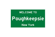 Poughkeepsie, New York, USA. City Limit Sign On Transparent Background. 