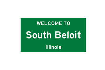 South Beloit, Illinois, USA. City limit sign on transparent background. 