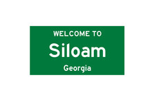 Siloam, Georgia, USA. City Limit Sign On Transparent Background. 