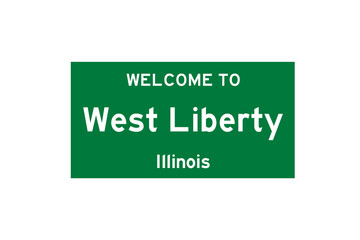 West Liberty, Illinois, USA. City limit sign on transparent background. 
