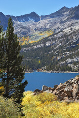 Wall Mural - A mountain lake with turquoise  water