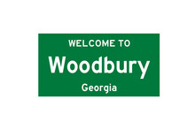 Woodbury, Georgia, USA. City Limit Sign On Transparent Background. 