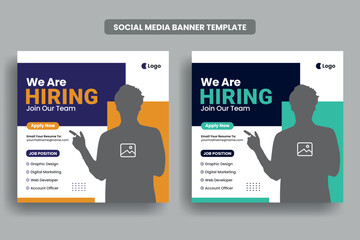 Wall Mural - We are hiring social media post banner template or job vacancy square banner layout, Join our team facebook banner design