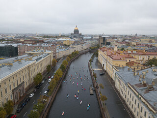 Panorama of St. Petersburg from a drone. Fall 2022