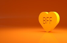 Yellow BFF Or Best Friends Forever Icon Isolated On Orange Background. Minimalism Concept. 3d Illustration 3D Render