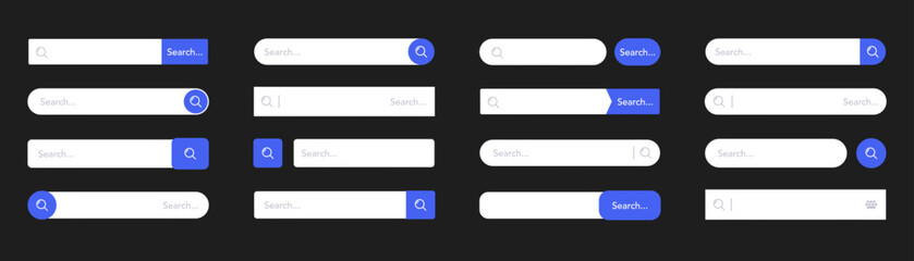 Leinwandbilder - Search bar for UI UX design, app and web site. Www search boxes template. Searching panel. Search Address and navigation bar. Collection of search engine form browser templates for websites