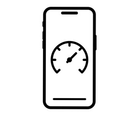 Fototapete - Internet speed test in smartphone icon. 5G wireless network technology. Concept of wireless high speed of new generation. Phone display with speed test icon