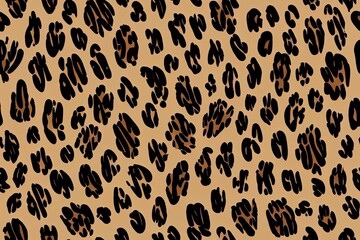 Canvas Print - 2d illustrated leopard pattern seamless background, classic print. The skin of a wild cat. Fashion