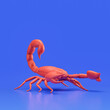 Scorpion monochrome single color insect made of red plastic, single varmint from angle view, bug, 3d rendering