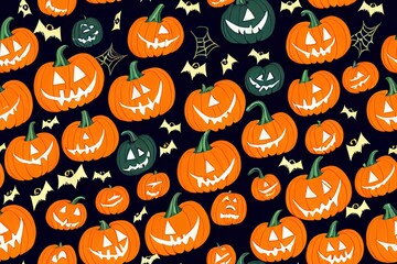 Sticker - bright seamless halloween pattern from different elements