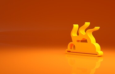 Yellow Campfire icon isolated on orange background. Burning bonfire with wood. Minimalism concept. 3d illustration 3D render