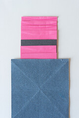 Sticker - gray blue paper and pink paper with texture and stripe