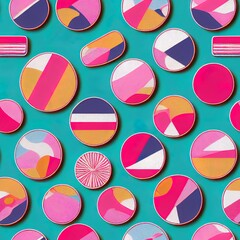 Wall Mural - Fashion patch badges. Seamless pattern with pink girl stickers in pop art style, for textile. fashion Modern grunge background textile, prints, paper products, the Web. Girls pattern