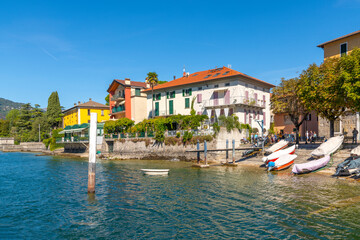 Wall Mural - The colorful Italian town and commune of Mandello del Lario, Italy, in the province of Lecco on the shores of Lake Como.