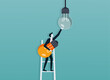 © Diki - Businessman with bulb lights. change to new innovation concept for success.