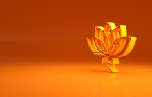 Yellow Lotus Flower Icon Isolated On Orange Background. Minimalism Concept. 3d Illustration 3D Render