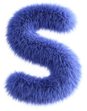 Blue 3D Fluffy Letter S. 3d Render Illustration Isolated On Transparent Background