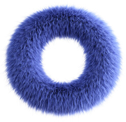 blue 3d fluffy letter o. 3d render illustration isolated on transparent background