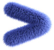 Blue 3D Fluffy Symbol Greater Than. 3d render illustration isolated on transparent background