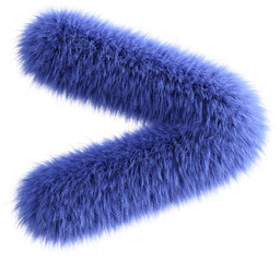 Poster - Blue 3D Fluffy Symbol Greater Than. 3d render illustration isolated on transparent background