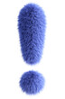 Blue 3D Fluffy Symbol Exclamation Mark. 3d render illustration isolated on transparent background