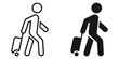 ofvs202 OutlineFilledVectorSign ofvs - person traveling suitcase vector icon . isolated transparent . human . young people at airport . black outline and filled version . AI 10 / EPS 10 . g11542