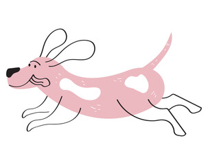 Sticker - pink dog running