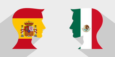 Wall Mural - face to face concept. spain vs mexico. vector illustration