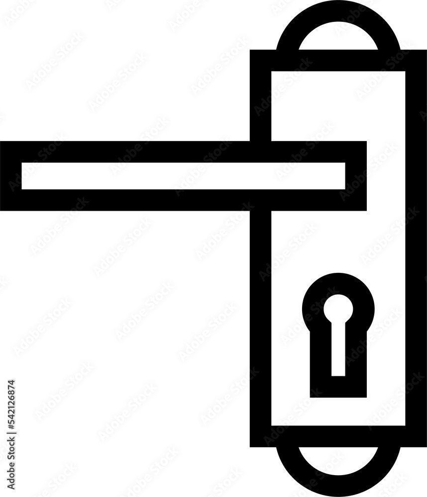 Doorknob icon in black and white line flat style. Pictogram website ...