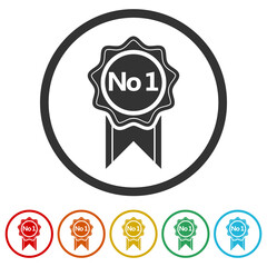 Poster - No 1 sign. Set icons in color circle buttons