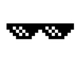 Fototapeta Dziecięca - The isolated 8 bit pixel cool black sun glasses, sunglasses flat icon  on transparent background