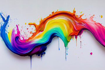 Wall Mural - Colorful wet paint splashes on wall dripping down